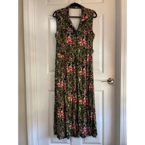 Erika Vintage tropical floral midi dress